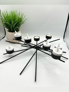 Atomic Modern Black Metal Candelabra.
